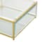 Clear & Gold Beveled Glass & Metal Square Footed Jewelry Box with Chain Accent Set